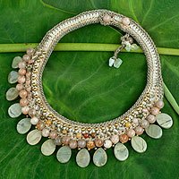Aventurine and rutilated quartz choker,