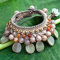 Aventurine and rutilated quartz wristband,