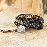 Quartz and onyx wrap bracelet,