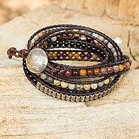 Multi-gemstone wrap bracelet,
