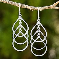 Sterling silver dangle earrings, 'Perpetual Cascade' - Handcrafted Sterling Silver Earrings