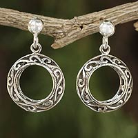 Sterling silver filigree earrings, 'Beautiful Moons' - Fair Trade Jewelry Sterling Silver Filigree Earrings