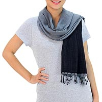 Cotton scarf Grey and Black Duo Thailand