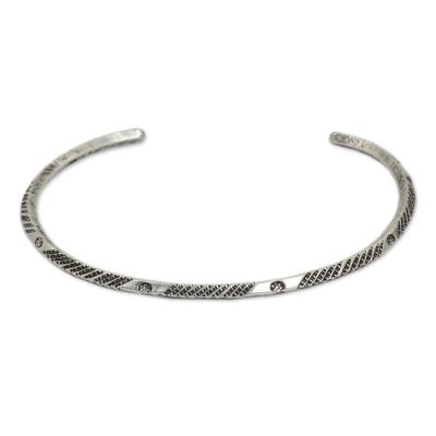 Sterling silver cuff bracelet, 'Karen Legacy' - Sterling Silver Hill Tribe Cuff
