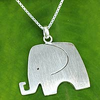 Sterling silver pendant necklace, 'Elephant Jazz' - Sterling Silver Fair Trade Elephant Pendant Necklace