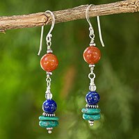 Aventurine and lapis lazuli dangle earrings,