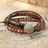 Jasper beaded wrap bracelet,