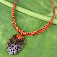 Coconut shell pendant necklace,