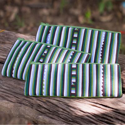 Cotton blend cosmetic bags, Green Lisu Chic (set of 3)