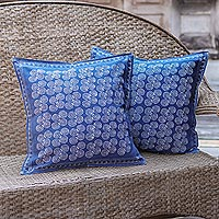 Cotton batik cushion covers Double Spiral pair Thailand