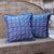 Cotton batik cushion covers, 'Double Spiral' (pair) - Fair Trade Blue and White Batik Cushion Covers (pair) thumbail