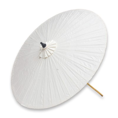 Decorative garden umbrella, 'Happy Garden in White' - Handmade Thai Style Garden Umbrella in White Cotton