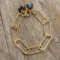 Gold plated labradorite link bracelet,