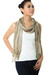 Cotton batik scarf, 'Olive Paths' - Hand Dyed Olive Green and White Cotton Gauze Scarf thumbail