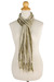Cotton batik scarf, 'Olive Paths' - Hand Dyed Olive Green and White Cotton Gauze Scarf (image 2a) thumbail