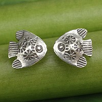 Sterling silver flower earrings,