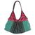 Leather-trimmed cotton shoulder bag, 'Tribal Green' - Fair Trade Cotton Shoulder Bag with Leather Trim (image 2a) thumbail