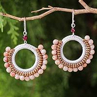 Beaded jasper dangle earrings,