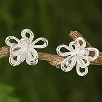 Sterling silver button earrings,