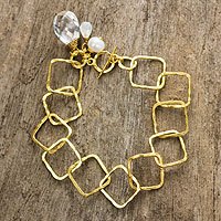 Gold plated multigem link bracelet,