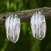 Sterling silver half hoop earrings,