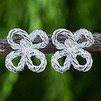 Sterling silver button earrings,