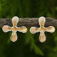 Gold plated flower earrings,