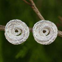 Sterling silver button earrings,