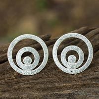 Sterling silver button earrings,
