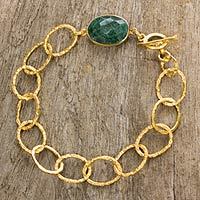 Gold plated quartz link bracelet,