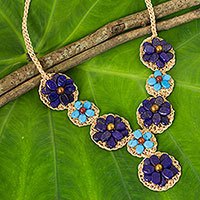 Lapis lazuli flower necklace,