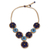 Lapis lazuli flower necklace, 'Floral Garland in Blue' - Blue Lapis Lazuli and Calcite Crocheted Flower Necklace (image 2a) thumbail