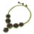 Garnet beaded flower necklace, 'Crimson Daisy' - Artisan Crafted Garnet Flower Necklace on Green Cords (image 2b) thumbail
