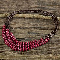 Wood beaded necklace,