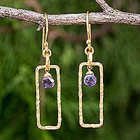 Gold plated garnet amethyst earrings,