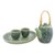 Celadon ceramic tea set, 'Thai Camellia in Blue' (set for 2) - Blue and Green Floral Ceramic Tea Service (set for 2) (image 2b) thumbail