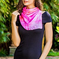 Silk scarf Rose Plaid Thailand