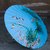Cotton and bamboo parasol, 'Tropical Bamboo' - Hand Painted Blue Cotton and Bamboo Thai Parasol thumbail