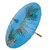 Cotton and bamboo parasol, 'Tropical Bamboo' - Hand Painted Blue Cotton and Bamboo Thai Parasol (image 2b) thumbail
