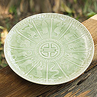 Celadon ceramic plate Jade Constellation Thailand