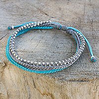 Silver beaded wristband bracelet,