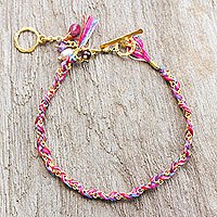 Gold plated multi-gemstone braided bracelet,