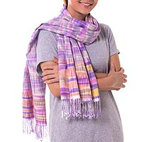 Hand woven scarf Flowing Purple Pink Thailand