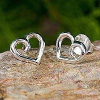 Sterling silver heart earrings,