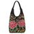 Leather accent embroidered shoulder bag, 'Mandarin Peonies' - Flowers Birds on Leather Accent Embroidered Shoulder Bag (image 2b) thumbail