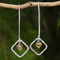 Rutilated quartz dangle earrings,