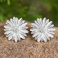 Sterling silver flower earrings,