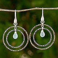 Gold plated chalcedony dangle earrings,
