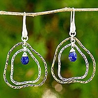 Gold plated lapis lazuli dangle earrings,