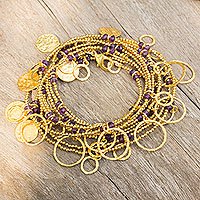 Gold plated amethyst wrap bracelet,